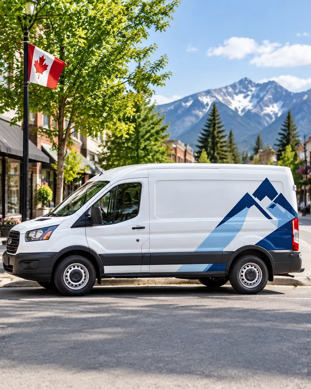 White work van with custom vehicle graphics